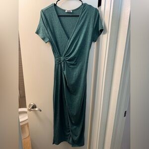 Boutique green Wrap Dress with high slit
